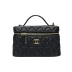 Chanel Long Vanity With Chain Black 19Cm