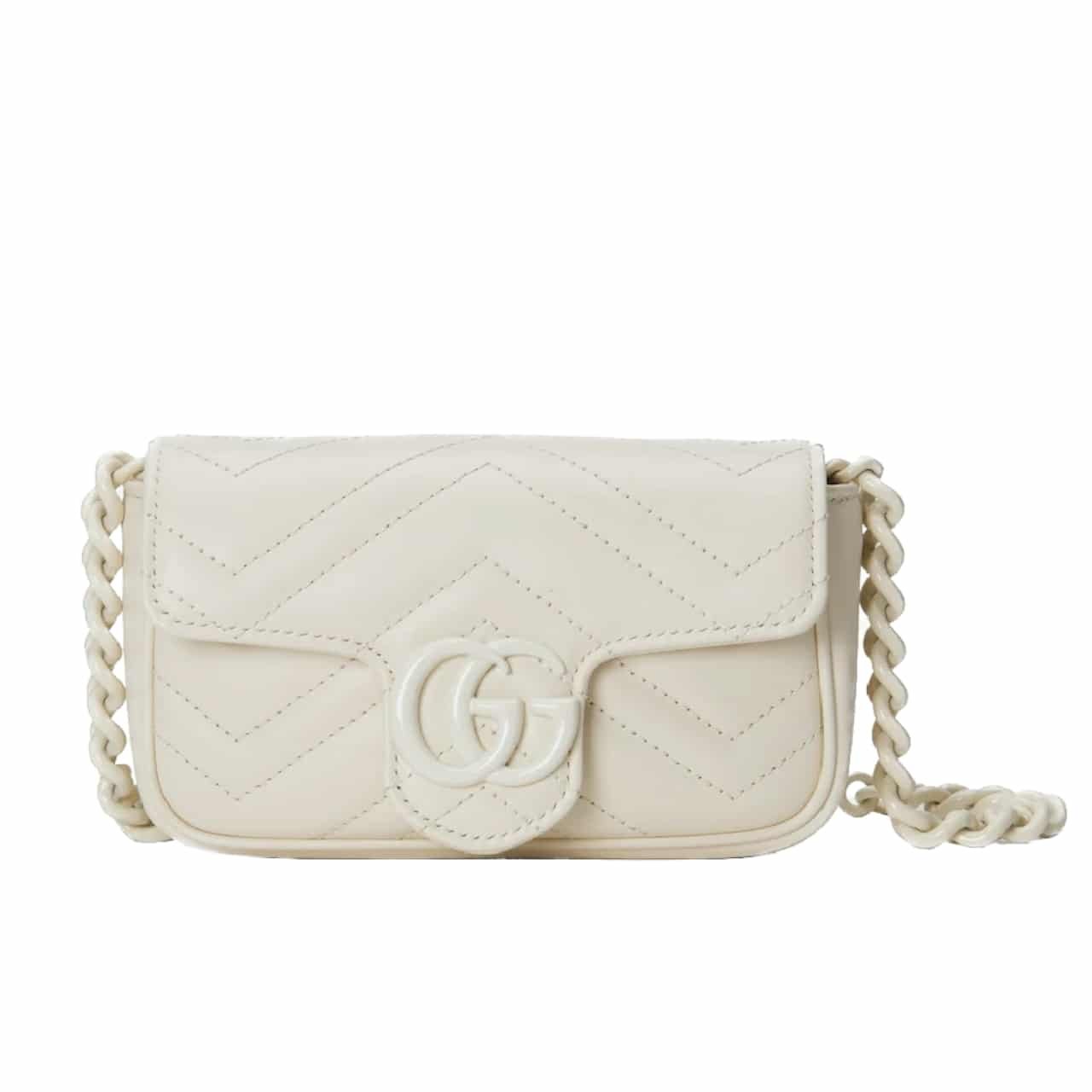 TBNB-1-44 Gucci Gg Marmont Belt Bag White 16Cm 739599 Um8Kv 1000 - Image 1