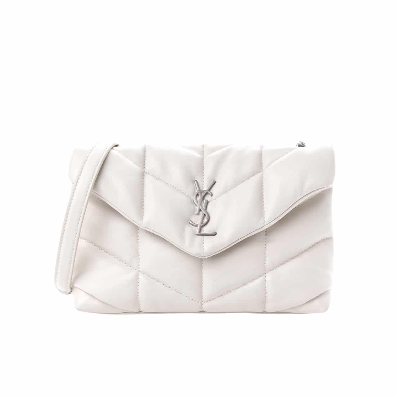 TBNB-1-8 Saint Laurent Loulou Small Chain Bag In Matelassé Y White Silver 29Cm 494699Dv7269207 - Image 1