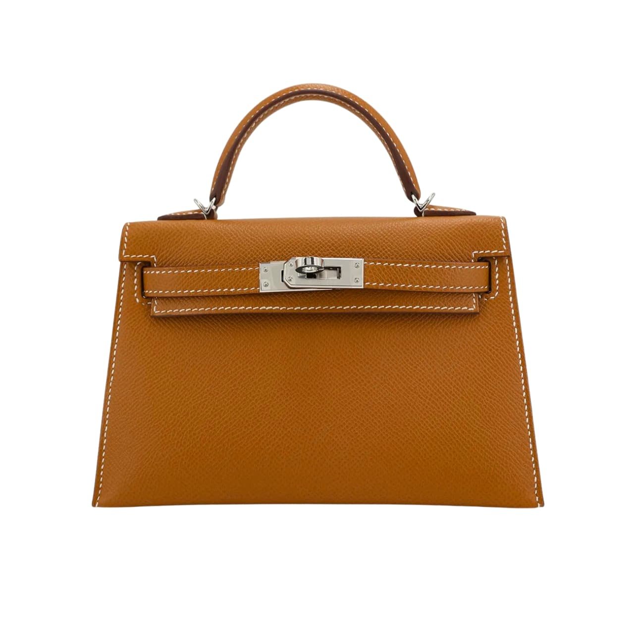 TBNB-2-10-2 Hermès Mini Kelly Epsom Silver Buckle Brown 20Cm - Image 1