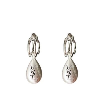 Saint Laurent Teardrop Earrings With Ysl Logo Silver