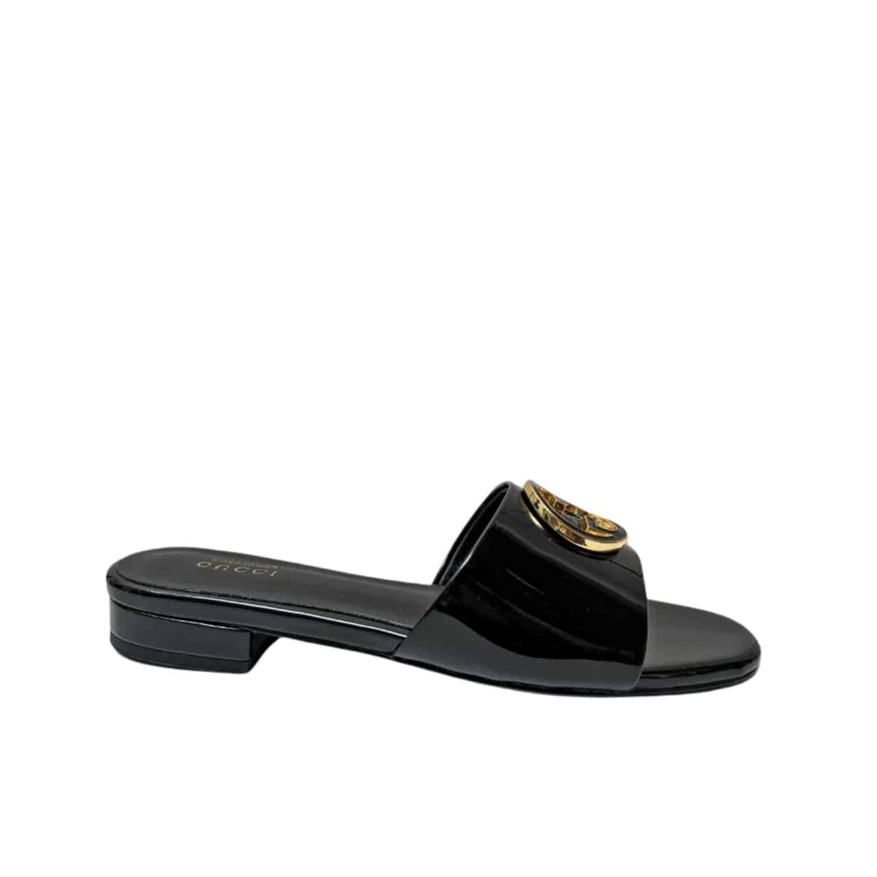 TBNB-33-3 Gucci Women Round Interlocking G Sandal In Black - Image 1