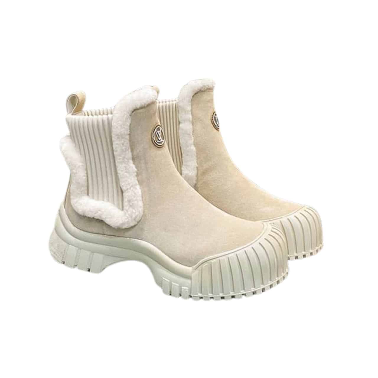 TBNB-4-19 Louis Vuitton Ruby Flat Boots Suede Calfskin And Shearling Beige 1Agwgb - Image 1