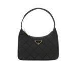 Prada Contenitore Maniglia Tessutu Nylon Quilted Shoulder Bag Black 21Cm