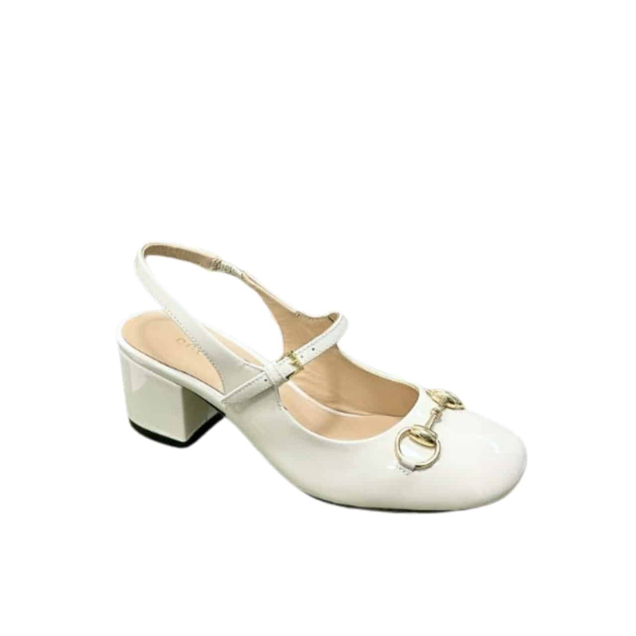 TBNB-7-1-5 Gucci Women’s Horsebit Pump White Leather - Image 1