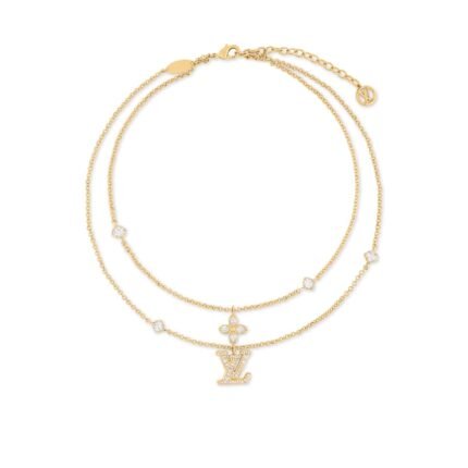 Louis Vuitton Lady Lv Necklace Gold Tone M01845