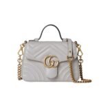 Gucci Gg Marmont Matelassé Chevron Leather Mini Top Handle Bag Light Grey 21Cm 547260 Aabzc 1712