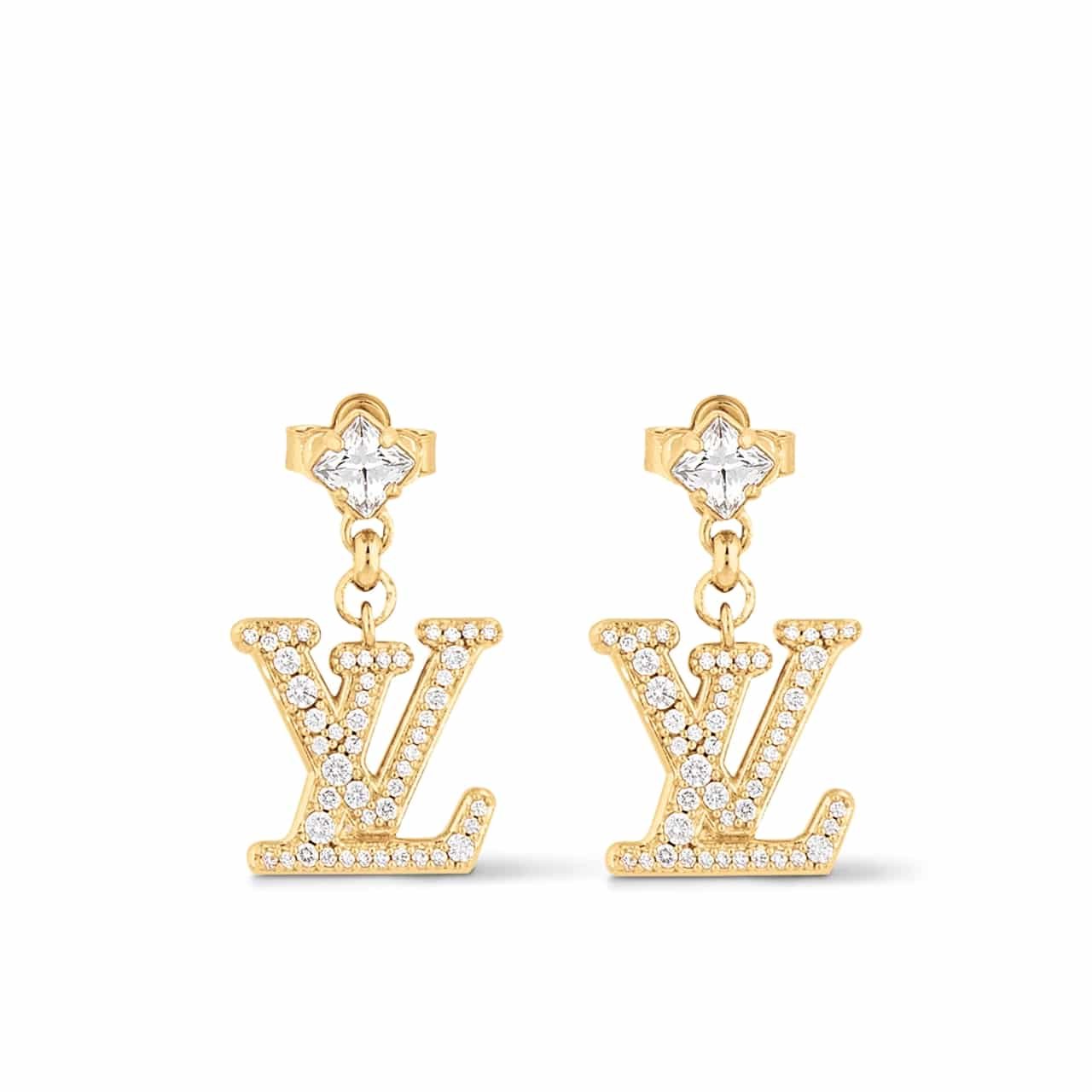 TBNB-90-1 Louis Vuitton Lady Lv Earrings Gold Tone M01844 - Image 1
