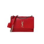 Saint Laurent Sunset Embossed Leather Bag Red