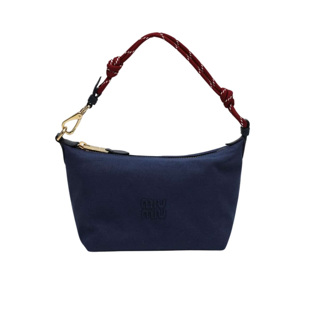 Thumbnail-1-11-3 Miumiu Gabardine Pouch Indigo And Amaranth 18Cm 5Ne841 2Ia7 F04Gm - Image 1