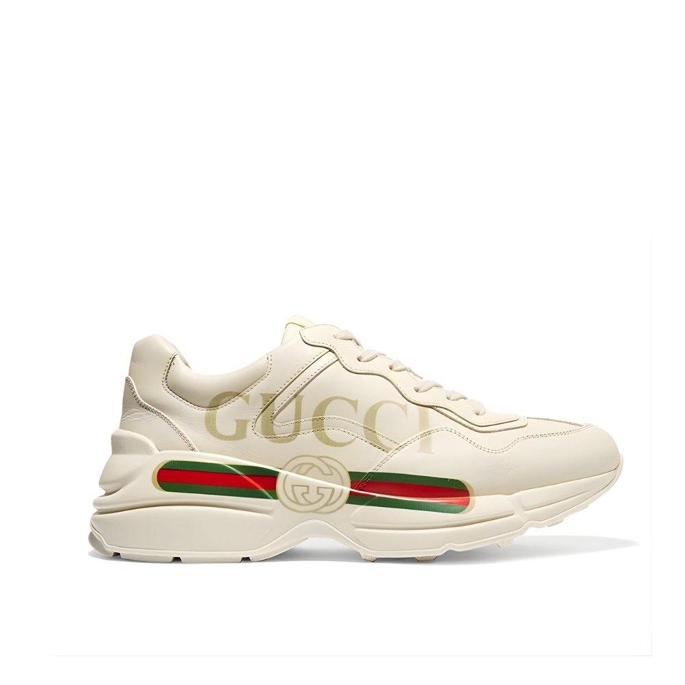 Thumbnail-12-4-1 Gucci Women Rhyton Gucci Logo Leather Sneaker Beige 528892 Drw00 9522 - Image 1