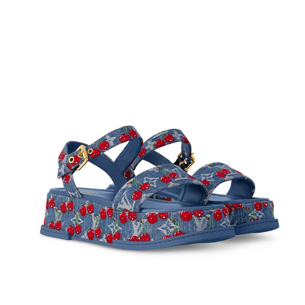 Thumbnail-15-15 Louis Vuitton X Takashi Maya Platform Sandal Monogram Cherry Denim 1Ahnyd - Image 1