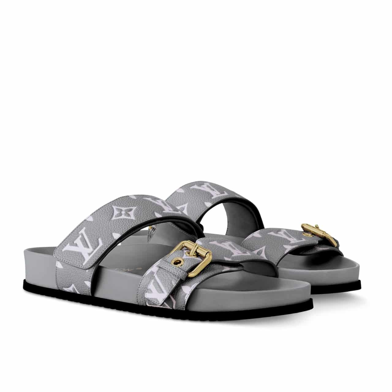 Thumbnail-16-3-3 Louis Vuitton Bom Dia Flat Comfort Mule Gray 1Agxv3 - Image 1