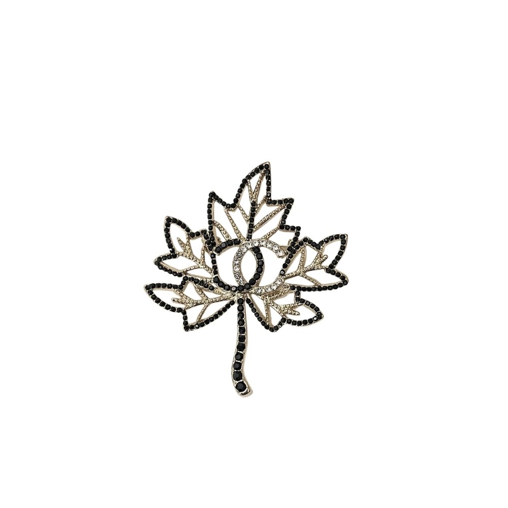 Thumbnail-17-11 Chanel Cc Leaf Brooch Black Gold - Image 1