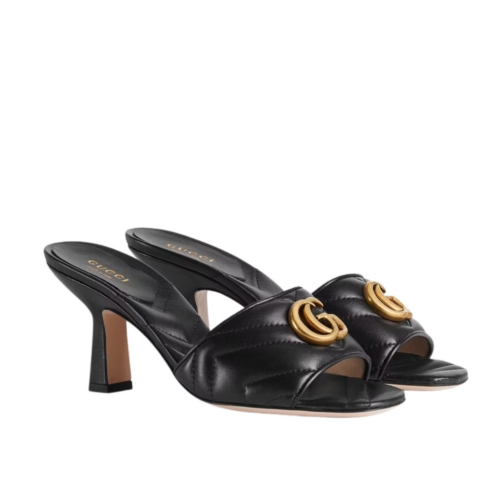 Thumbnail-18-1-3 Gucci Marmont Double G Slide Sandal Black 674839 Bko00 1000 - Image 1