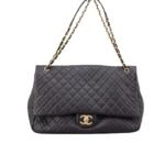 Chanel Xxl Airline Classic Travel Flap Bag Caviar Leather Black Gold Hardware 46Cm