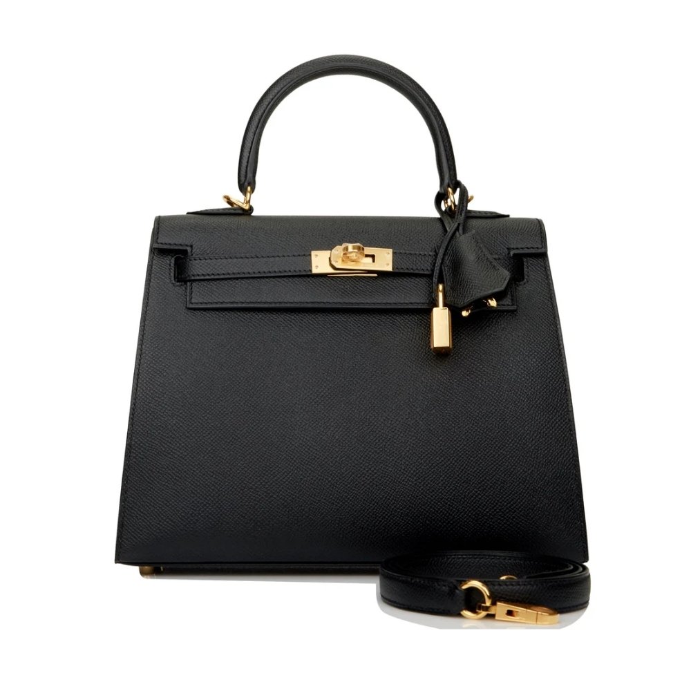Thumbnail-20-2-2 Hermes Kelly Sellier 25 Epsom Gold Hardware Black 25Cm - Image 1