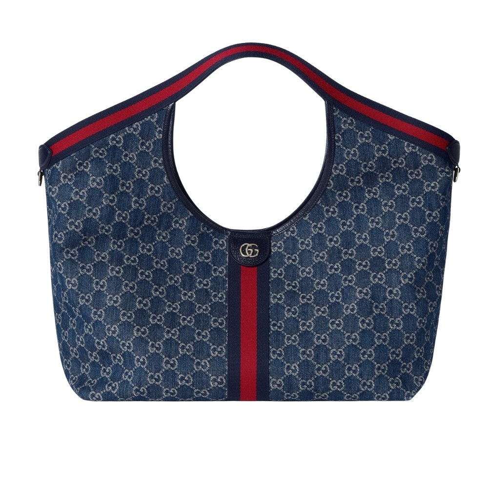 Thumbnail-22-1-1 Gucci Giglio Large Tote Bag Blue And White Gg Denim 60Cm 853971 Faffq 8864 - Image 1