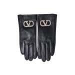 Valentino Garavani Vlogo Signature Black Leather Gloves