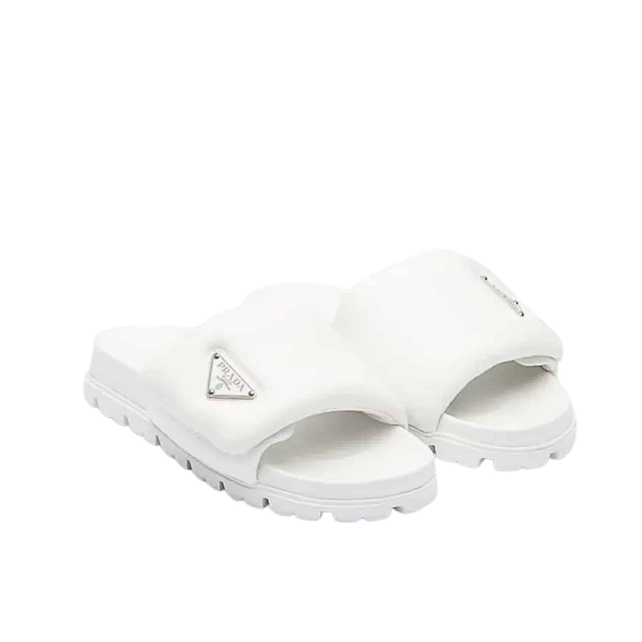 Thumbnail-24-7 Prada Soft Padded Nappa Leather Slides White 1Xx6482Dl8F0009F020 - Image 1