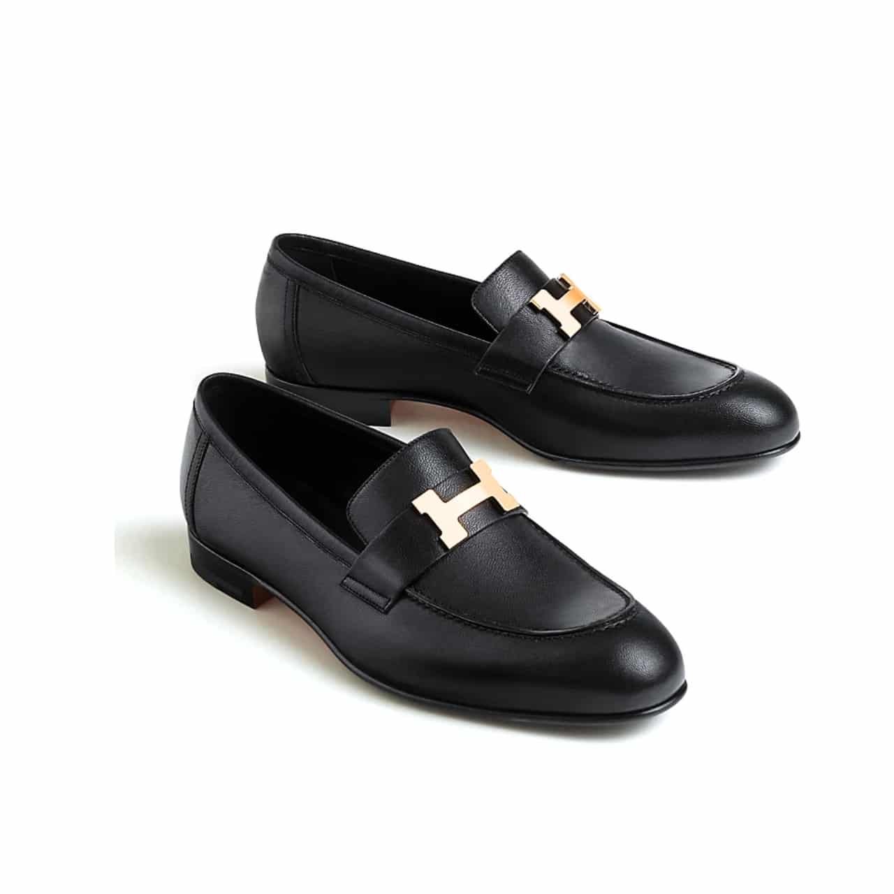 Thumbnail-26-2-3 Hermes Paris Loafer Black With Gold Metal H242900Za03430 - Image 1