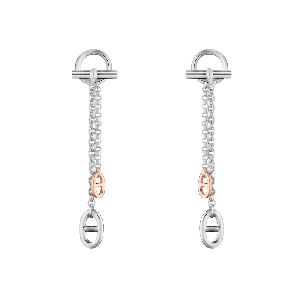 Thumbnail-3-4-3 Hermes New Farandole Earrings Silver H119540B 00 - Image 1