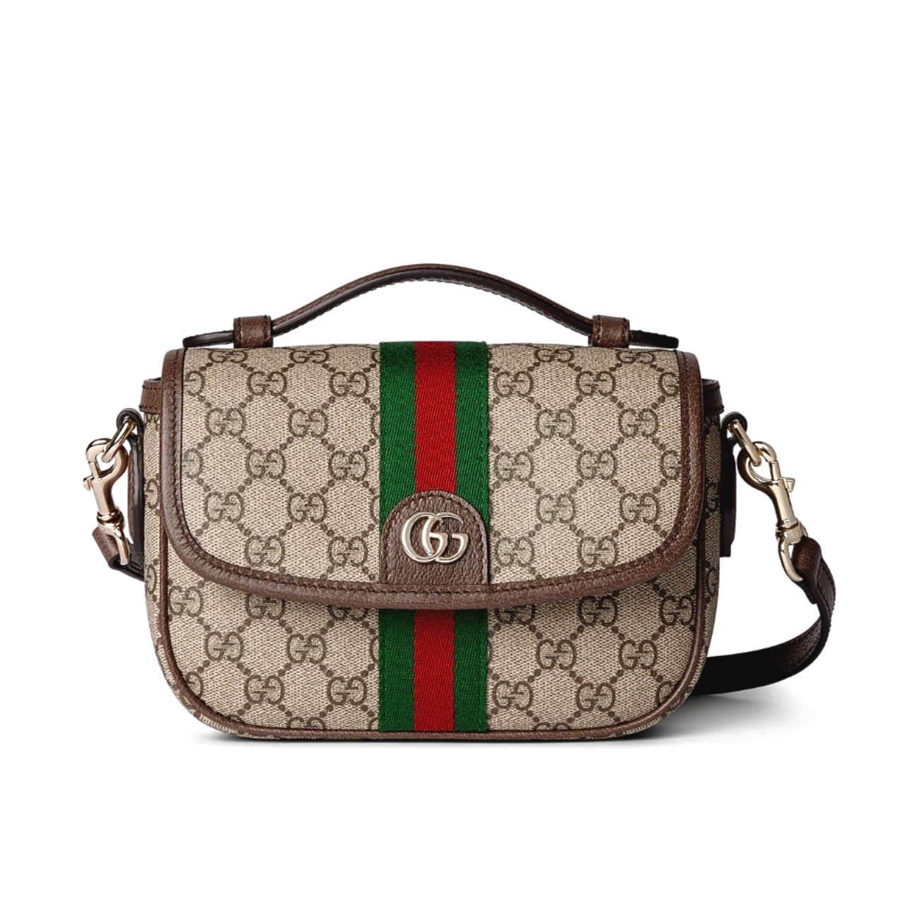 Thumbnail-3-4 Gucci Ophidia Small Top Handle Bag Beige And Dark Brown 20Cm 836843 Fae0J 9867 - Image 1
