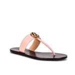 Gucci Double G Thong Leather Pink