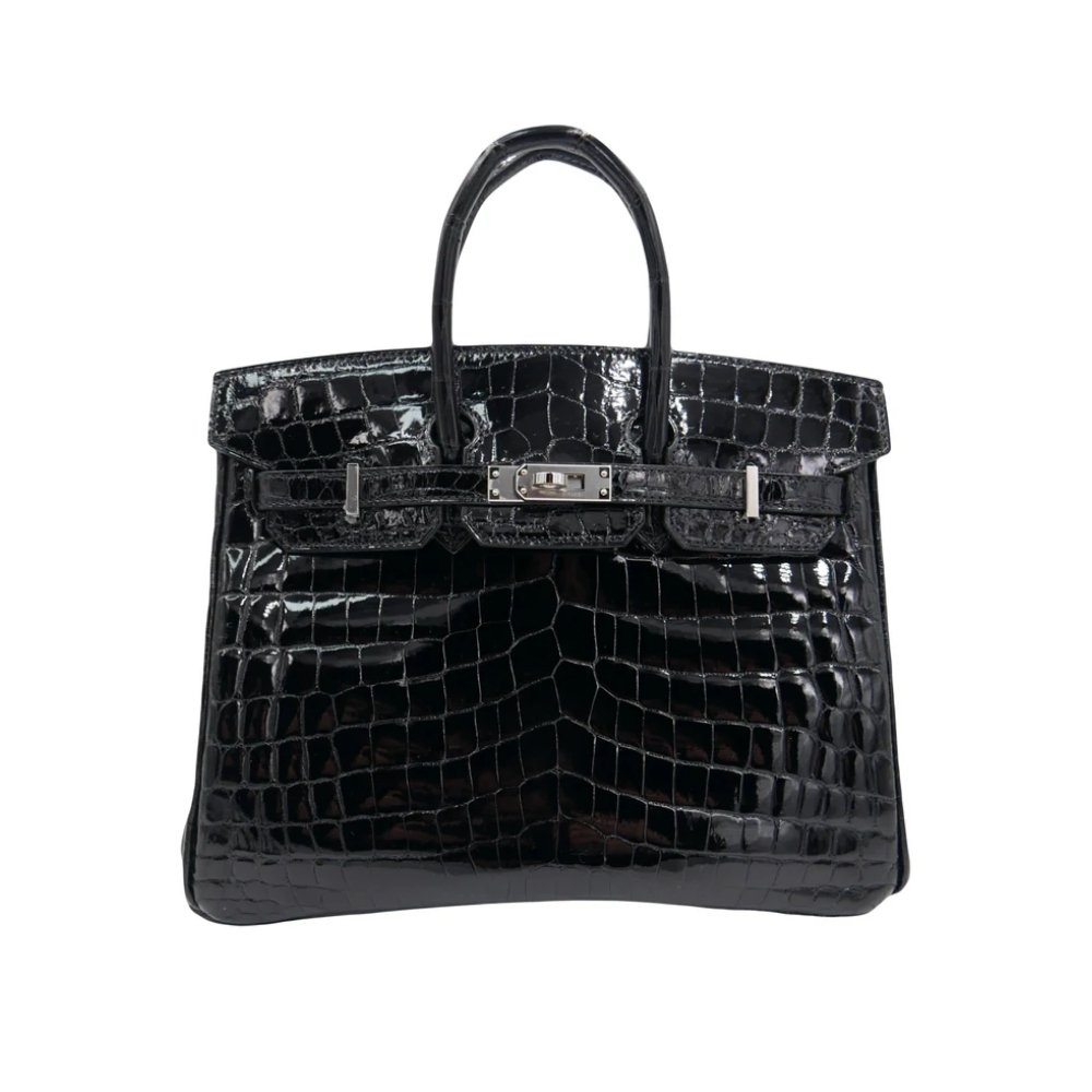 Thumbnail-32-3 Hermes Birkin 25 Crocodile With Silver Hardware Black 25Cm - Image 1
