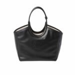 Miumiu Ivy Leather Tote Bag Black 23Cm 5Bg281 2Ddj F0002 V Ooo