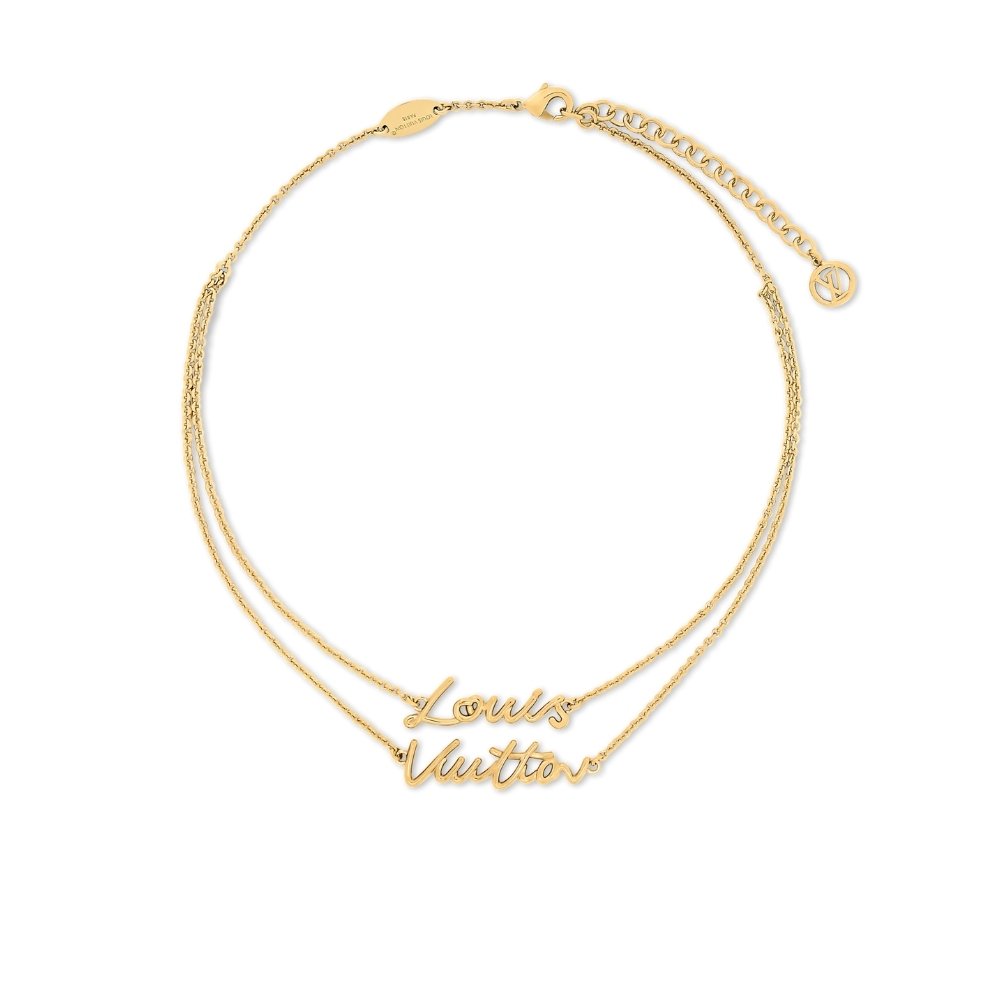 Thumbnail-4-12 Louis Vuitton Lv Script Necklace Gold M03263 - Image 1