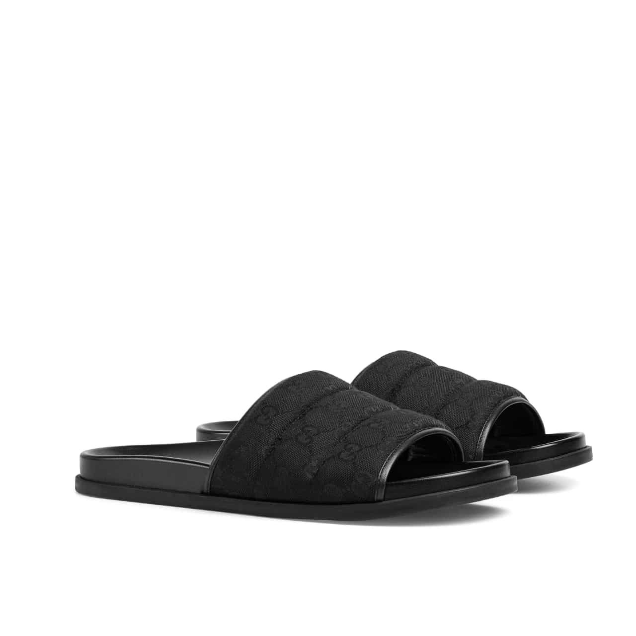 Thumbnail-4-5-7 Gucci Men Slide Sandal Black 838089 Fad71 1000 - Image 1