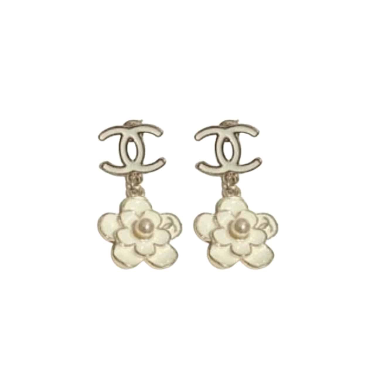 Thumbnail-44-3-1 Chanel Flower White Earrings - Image 1