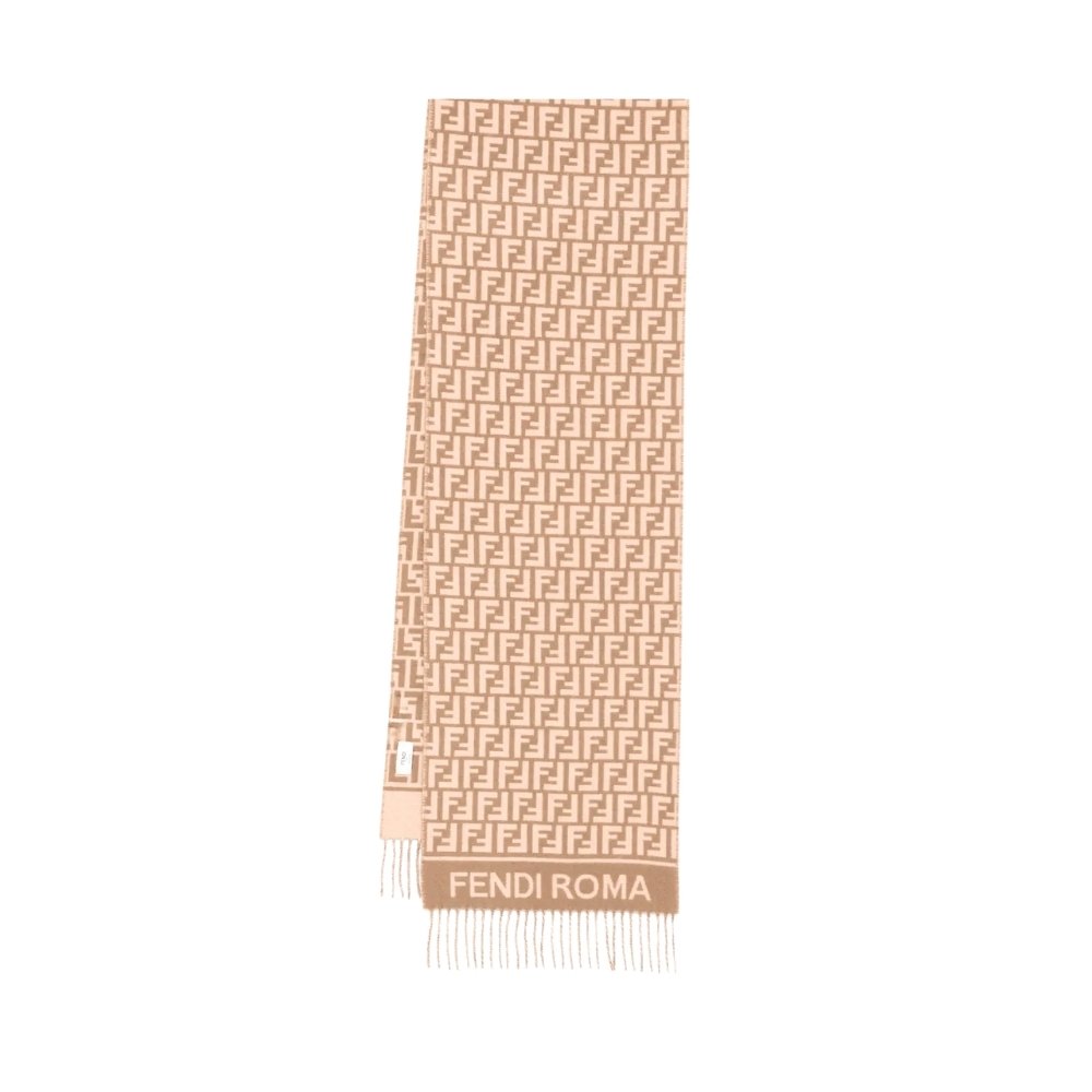 Thumbnail-5-18 Fendi Logo Detail Fringed Scarf Brown 180Cm Fxt113 Aqcw F0Qb8 - Image 1