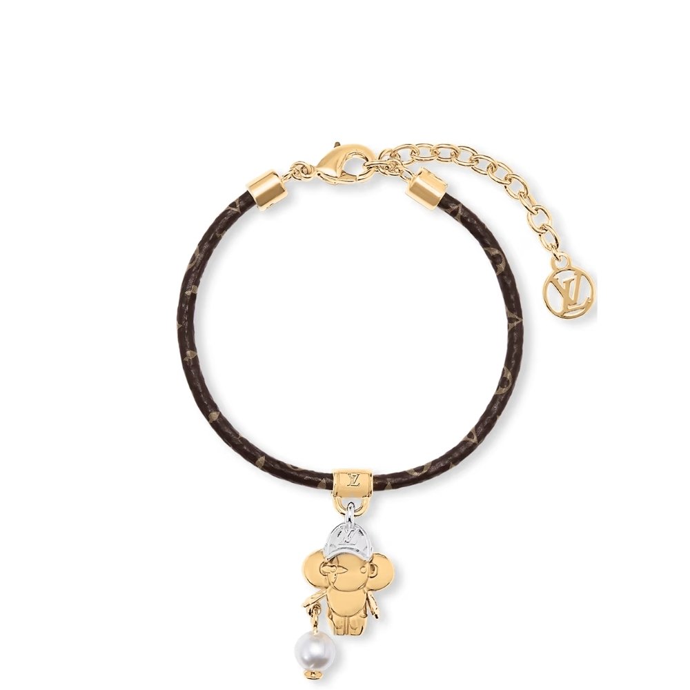 Thumbnail-5-4-2 Louis Vuitton Vivienne Bracelet Monogram Gold Brown M8218Z - Image 1