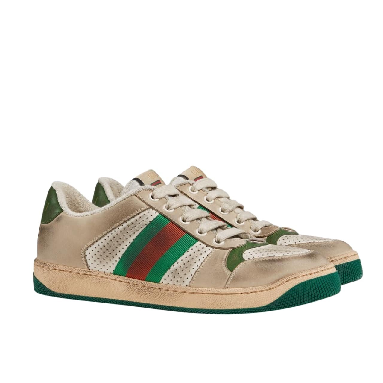 Thumbnail-5-6-4 Gucci Screener Leather Sneaker White Perforated 570442 0Yi20 9582 - Image 1