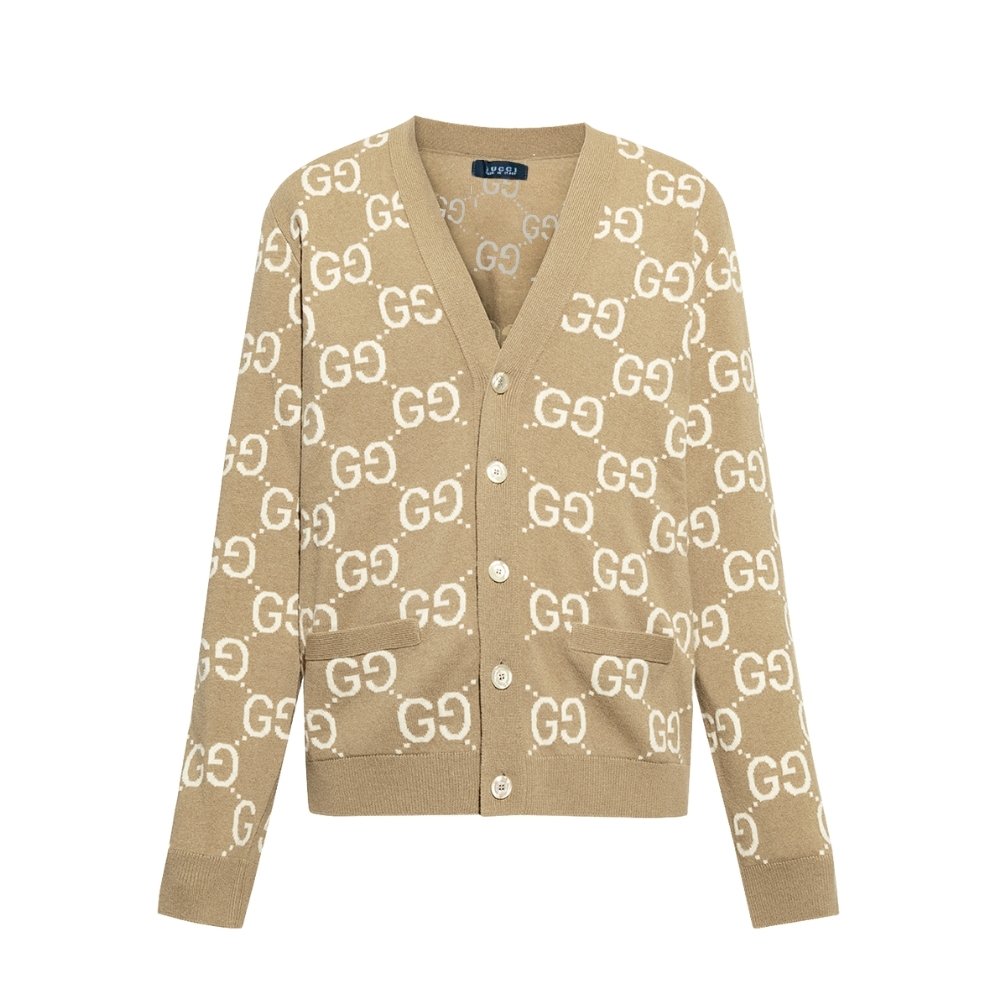 Thumbnail-6-3-5 Gucci Wool Cardigan Beige 694758 Xkcc5 2296 - Image 1