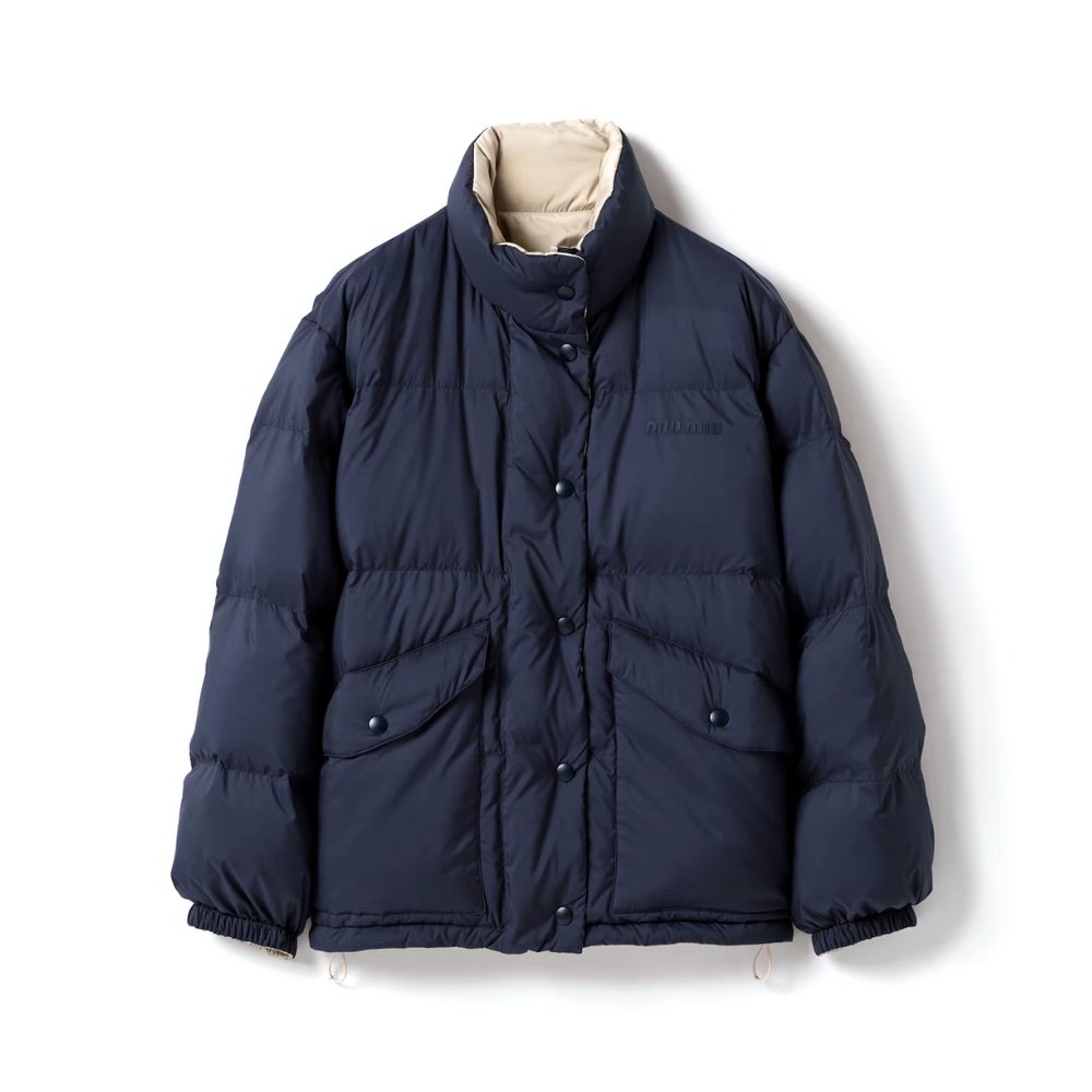 Thumbnail-7-14 Miumiu Reversible Technical Ponge Down Jacket Blue Ml1320 17Op F0Oqu S Ooo - Image 1