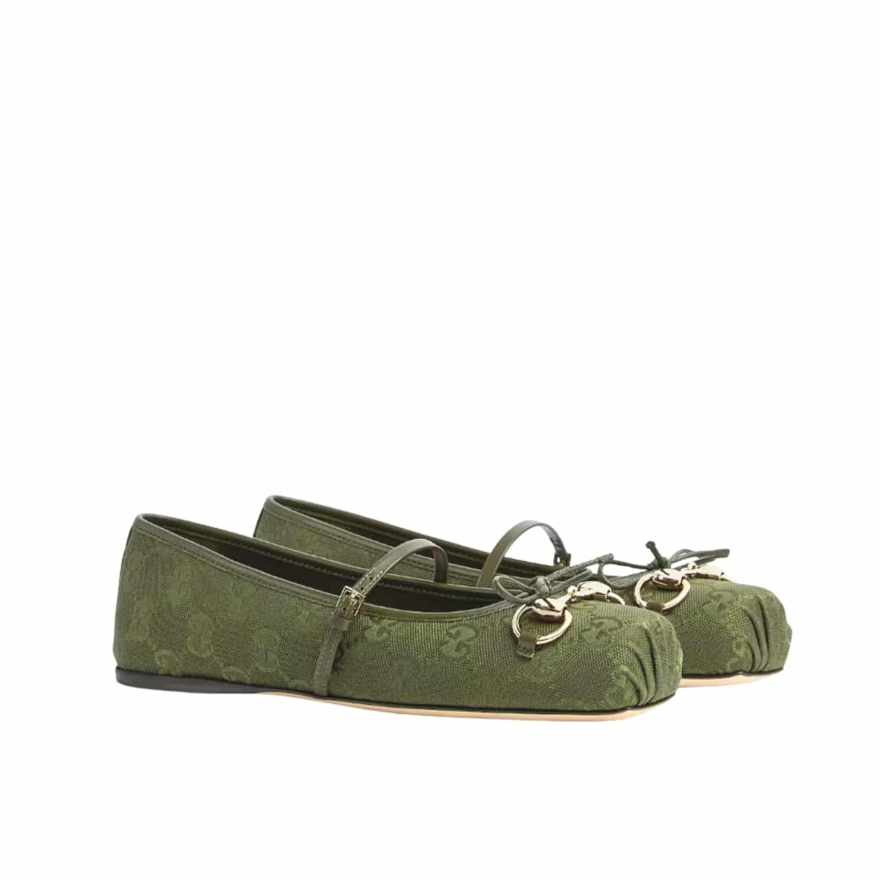 Thumbnail-7-19 Gucci Women Horsebit Ballet Flat Green 814321 Fad8F 3048 - Image 1