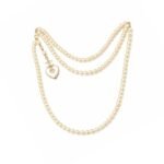 Chanel Double Strand Pearl Necklace with Heart Shaped Charm