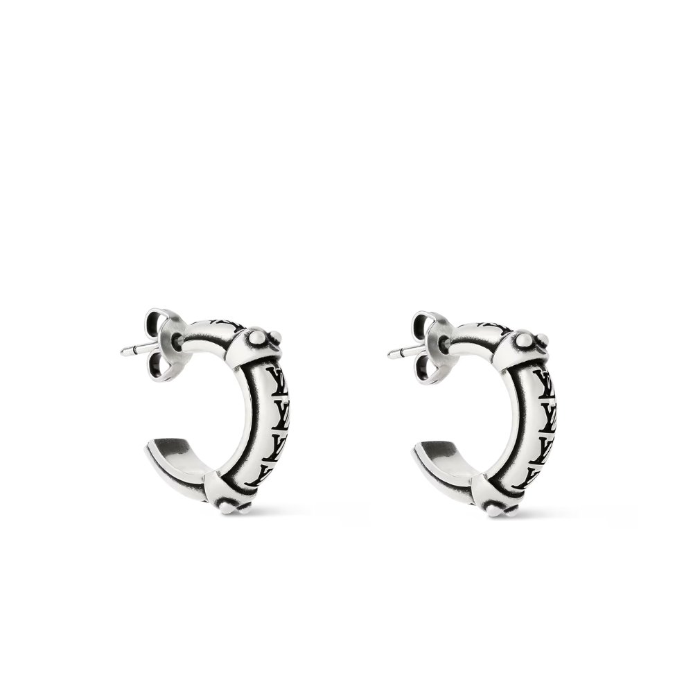 Thumbnail-8-23 Louis Vuitton Lv Lozine Hoop Earrings Silver M03168 - Image 1