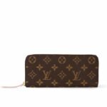 Louis Vuitton Clemence Wallet Brown Canvas Light Pink 21Cm M61298