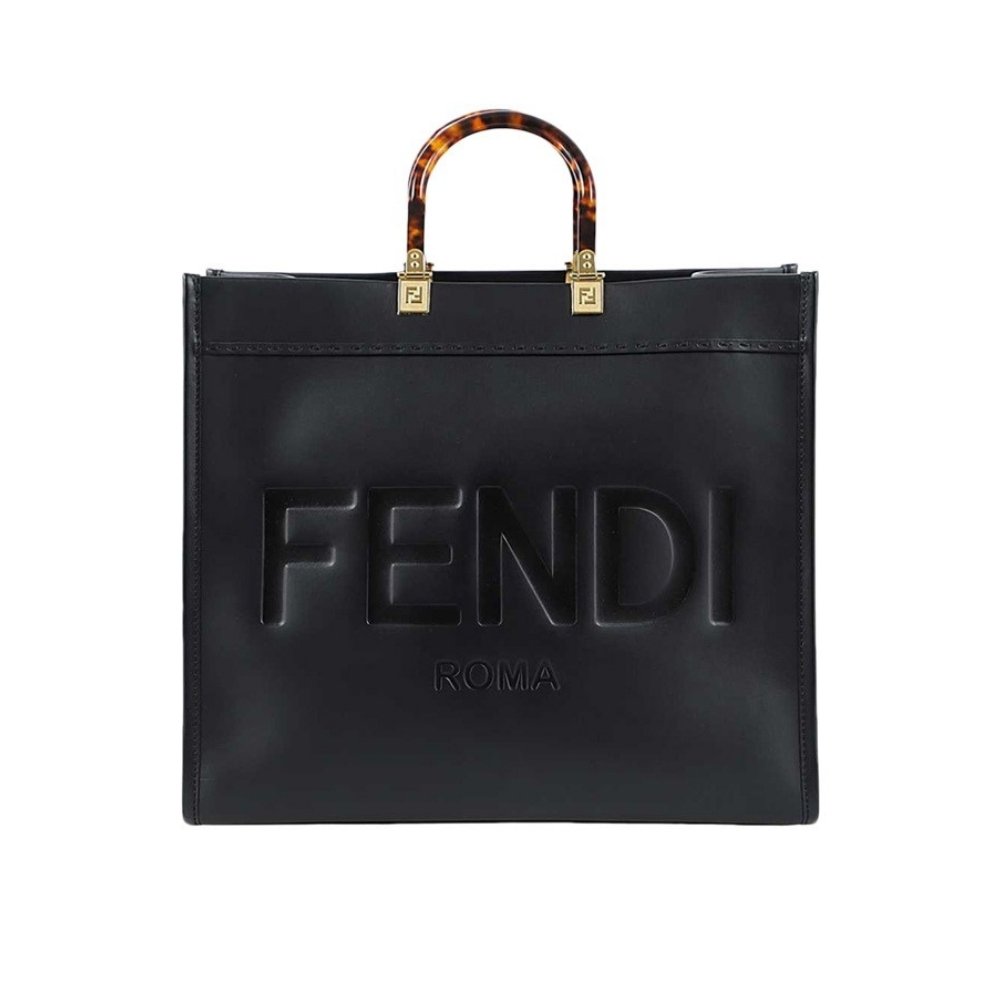 Thumbnail-9-1-2 Fendi Sunshine Large Black Leather Shopper 41Cm 8Bh372Abvlf0Kur - Image 1