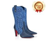 [Super Vip 1:1] Christian Louboutin Santiabooty 85 Boots Denim Blue 32404636603