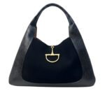 Gucci Softbit Maxi Suede Shoulder Bag Black 42Cm