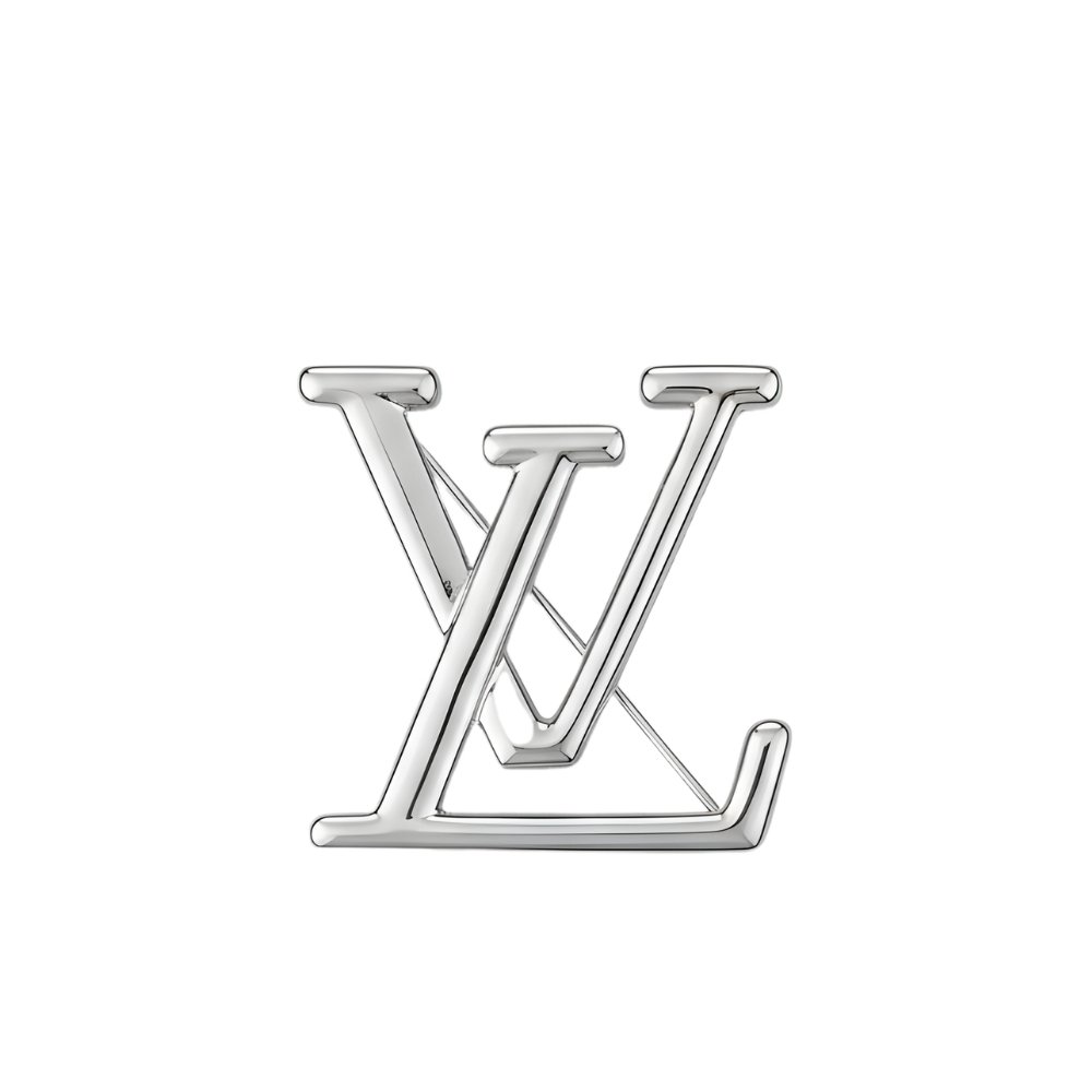 Thumbnails-Emlina-4-7 Louis Vuitton LV Logo Brooch Silver - Image 1