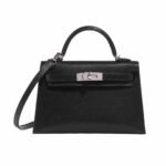 Hermes Mini Kelly Bag Silver Hardware Black 20Cm