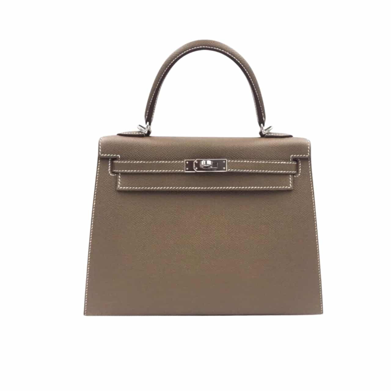Untitled-1280-x-1280-px-15-3 Hermes Kelly Sellier Epsom Silver Hardware Etoupe 22Cm - Image 1