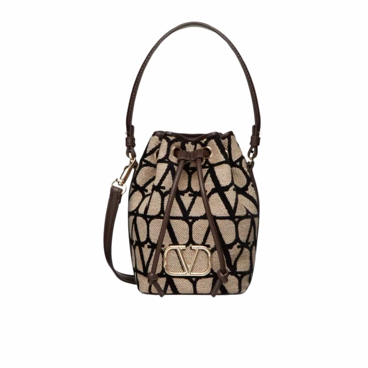 VLB-12 Valentino Mini Vlogo Signature Bucket Bag In Toile Iconographe Brown 22Cm 5W2P0Z44Vri 6Zn - Image 1