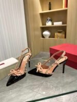 Valentino Rockstud Bow 100 Patent Slingback Pump Black Pink Ws0Ib8Tzen71 - Image 6